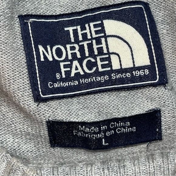 The North Face gray WOOL SWEATER slouchy long Crew Neck Knit Mens Ribbed neutral - Picture 2 of 15